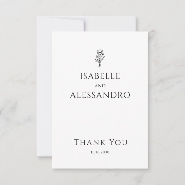 Cartão De Agradecimento Casamento Romântico de Foto Boho Obrigado (Frente)