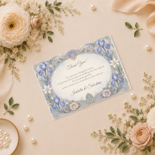 Cartão De Agradecimento Casamento Romântico de Íris Art Nouveau Etéreo