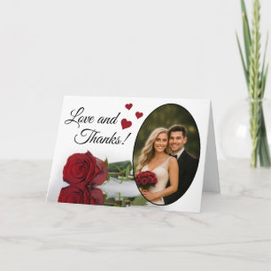 Cartão De Agradecimento Casamento Romântico de Rosas vermelhas Elegantes