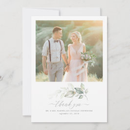 Cartão De Agradecimento Casamento Romântico Elegante Verde Obrigado Foto