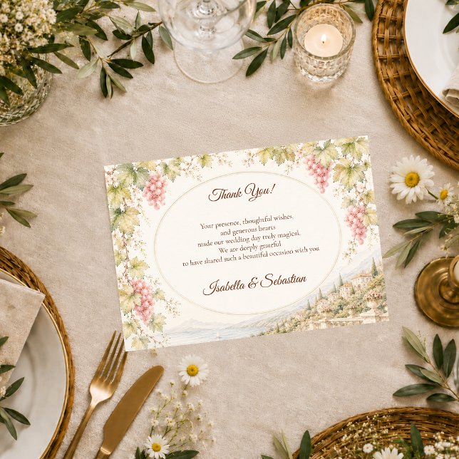 Cartão De Agradecimento Casamento Romântico em Vinhedo (Criador carregado)