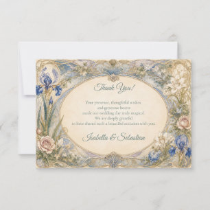 Cartão De Agradecimento Casamento Romântico Floral Art Nouveau Etéreo