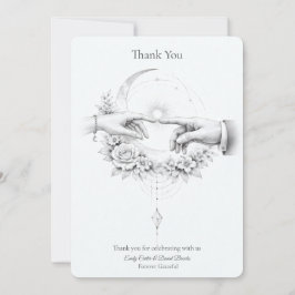 Cartão De Agradecimento Casamento Romântico Mãos Minimalista