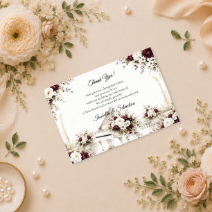 Cartão De Agradecimento Casamento Romântico no Jardim de Piano Luxuoso