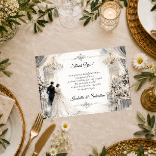Cartão De Agradecimento Casamento Romântico no Salão de Baile Luxuoso