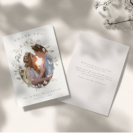 Cartão De Agradecimento Casamento Romântico por Foto Floral Flush