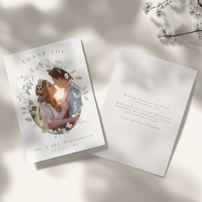 Cartão De Agradecimento Casamento Romântico por Foto Floral Flush (Criador carregado)