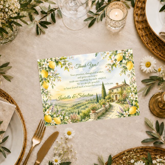 Cartão De Agradecimento Casamento Romântico Toscano (Criador carregado)