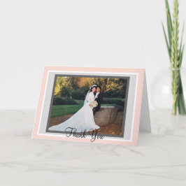 Cartão De Agradecimento Casamento Rosa Bege Cinza Foto Obrigado