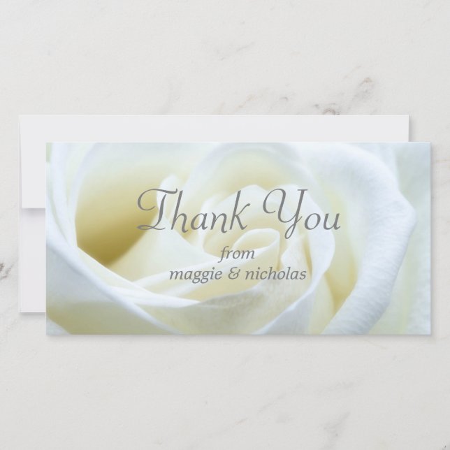 Cartão De Agradecimento Casamento Rosa Branca (Frente)