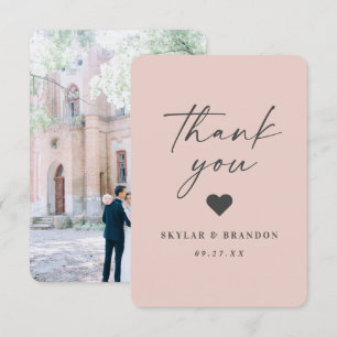 Cartão De Agradecimento Casamento Rosa Claro Cor Sólida Minimalista Simple