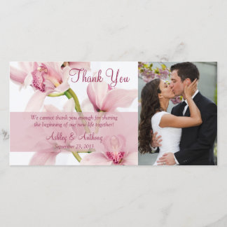 Cartão De Agradecimento Casamento Rosa Com Orquídea De Cymbidium Obrigado