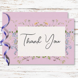 Cartão De Agradecimento Casamento Rosa Delicado Boho Selvagens