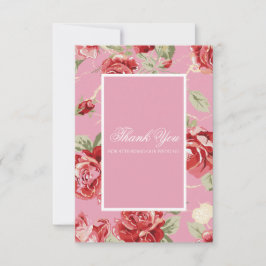 Cartão De Agradecimento Casamento rosa personalizado das rosas vermelhas d