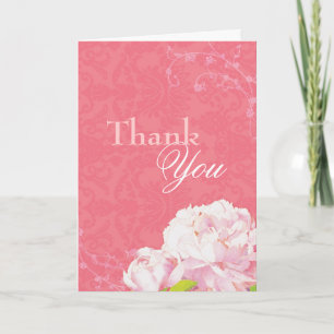 Cartão De Agradecimento Casamento Rosa Pink, Jardim de Peony, Obrigado