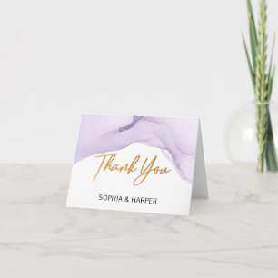 Cartão De Agradecimento Casamento Roxo Aquarela Moderna