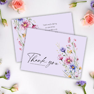 Cartão De Agradecimento Casamento Roxo-Moderno de Flor Selvagem Imunológic