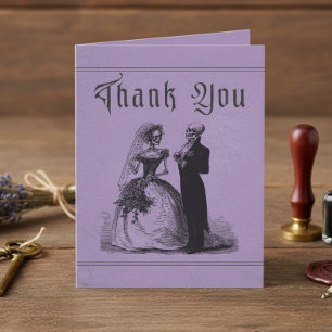 Cartão De Agradecimento Casamento Roxo Preto Toile Gótico Vintage