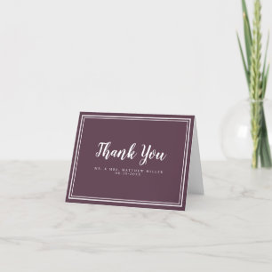 Cartão De Agradecimento Casamento Roxo Simples Moderno Minimalista Elegant