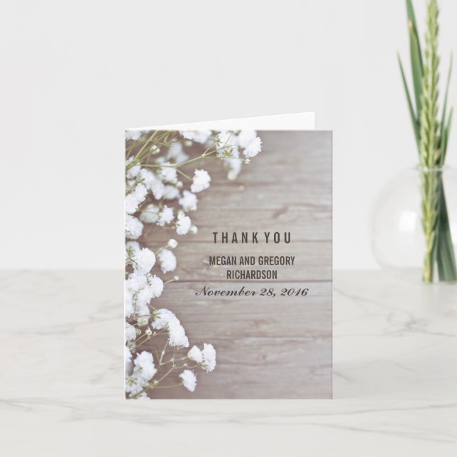 Cartão De Agradecimento Casamento Russo da Respiração do Bebê Obrigado (Frente)