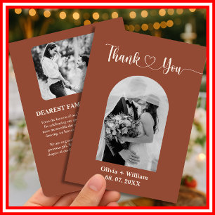 Cartão De Agradecimento Casamento Russo de Boho Terracotta Laranja Queimad