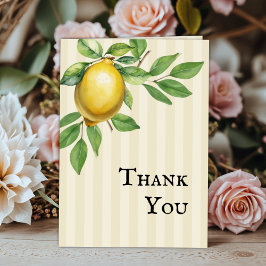 Cartão De Agradecimento Casamento Russo de Citrinos Amarelo-Limão-Aquarela