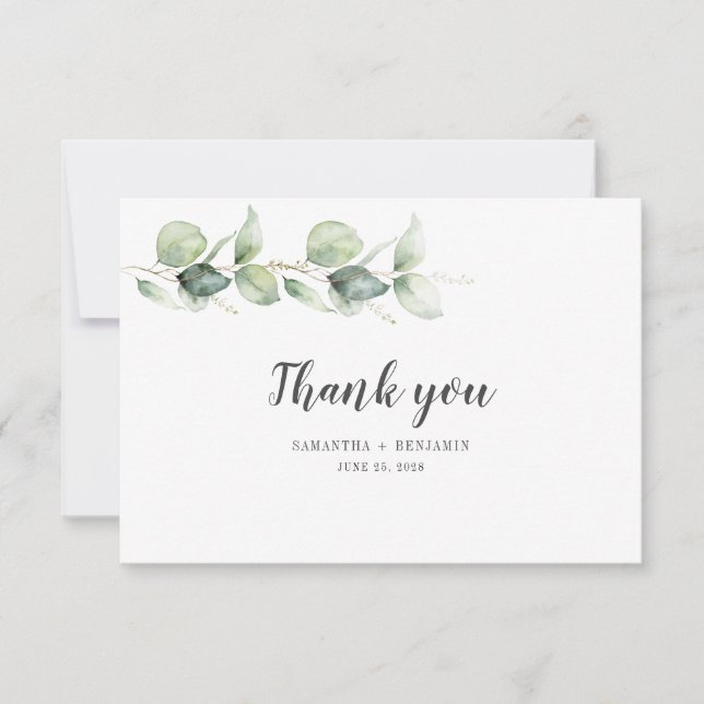 Cartão De Agradecimento Casamento Russo Eucalyptus Botânico (Frente)