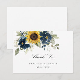 Cartão De Agradecimento Casamento Russo Floral Azul Marinho