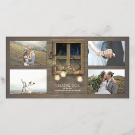 Cartão De Agradecimento Casamento Rustic Barn Mason Jar Lights Obrigado