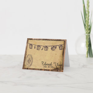 Cartão De Agradecimento Casamento Rustic Barn Wood Lantern Obrigado