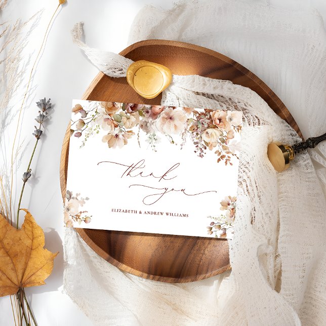 Cartão De Agradecimento Casamento Rustic Boho Garden (Criador carregado)