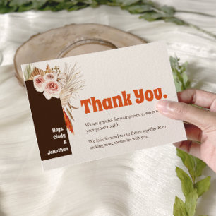 Cartão De Agradecimento Casamento Rustic Boho Pampas Grass
