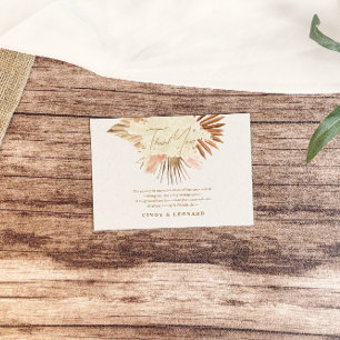 Cartão De Agradecimento Casamento Rustic Boho Pampas Grass