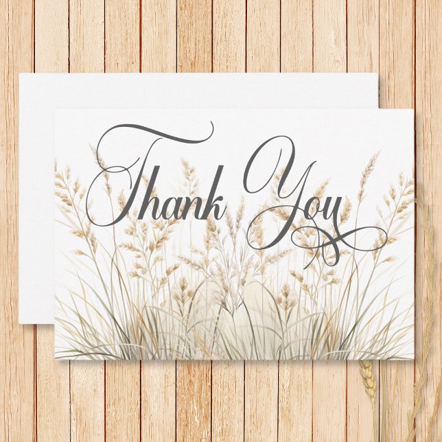 Cartão De Agradecimento Casamento Rustic Boho Seco Tan Grass (Rustic Boho Dried Tan Grass Wedding Thank You Card)