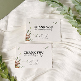 Cartão De Agradecimento Casamento Rustic Cotton Greenery