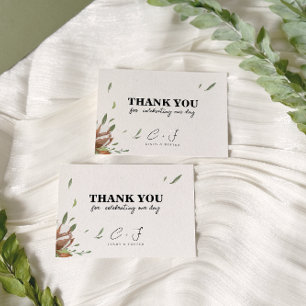 Cartão De Agradecimento Casamento Rustic Cotton Greenery