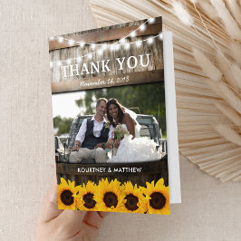 Cartão De Agradecimento Casamento Rustic Country Sunflower