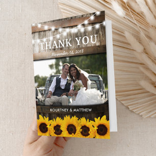 Cartão De Agradecimento Casamento Rustic Country Sunflower