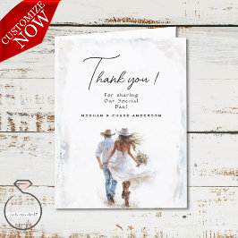 Cartão De Agradecimento Casamento Rustic Cowboy Watercolor