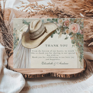 Cartão De Agradecimento Casamento Rustic Cowgirl Hat Lace