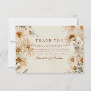 Cartão De Agradecimento Casamento Rustic Daisy Cowgirl Boots