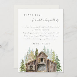 Cartão De Agradecimento Casamento Rustic Elegant Pine Woods Forest