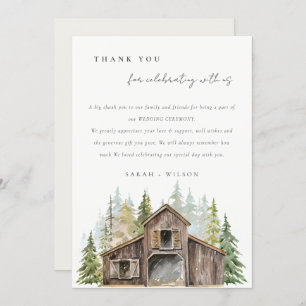 Cartão De Agradecimento Casamento Rustic Elegant Pine Woods Forest