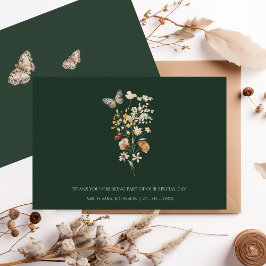 Cartão De Agradecimento Casamento Rustic Emerald Green Fall Selvagens
