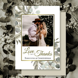 Cartão De Agradecimento Casamento Rustic Eucalyptus & Pine Love & Obrigado