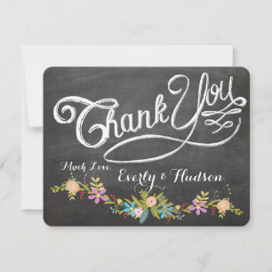 Cartão De Agradecimento Casamento Rustic Floral de Chalkboard