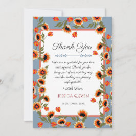 Cartão De Agradecimento Casamento Rustic Floral Escandinávia Inspirado Fol