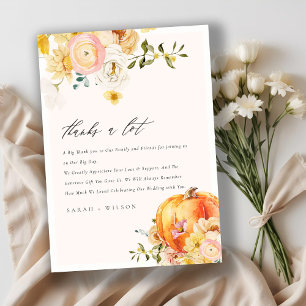 Cartão De Agradecimento Casamento Rustic Floral Orange Autumn Pumpkin