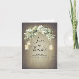 Cartão De Agradecimento Casamento Rustic Greenery Mason Jars Obrigado