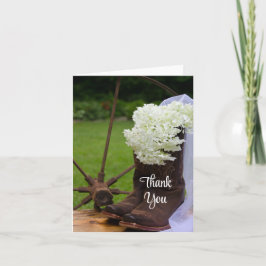 Cartão De Agradecimento Casamento Rustic Hydrangea Cowboy Boots Obrigado